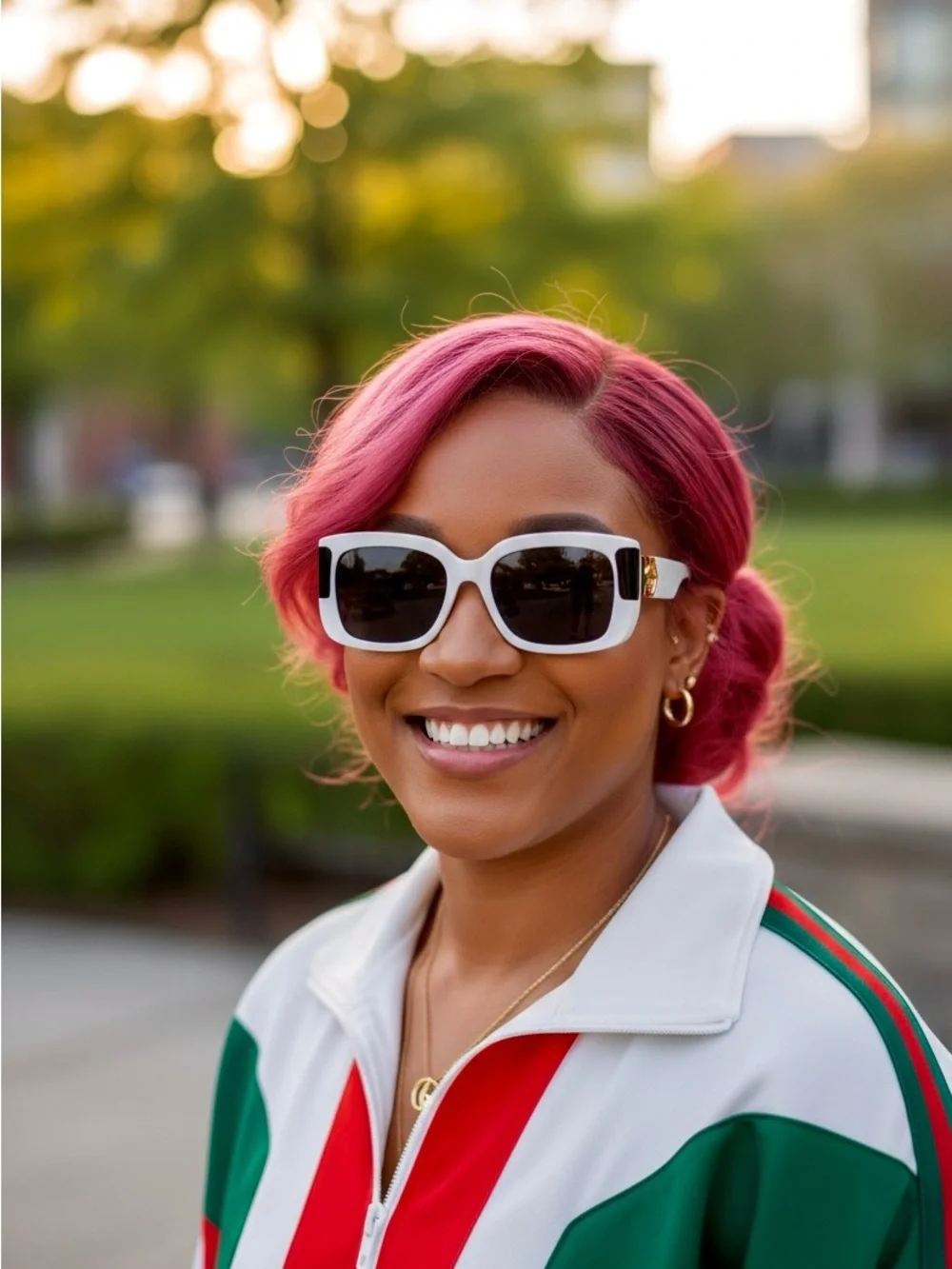SUNGLASSES: Luxury White, Red, Green w/Golden Accents & GG Monogram, NWOT